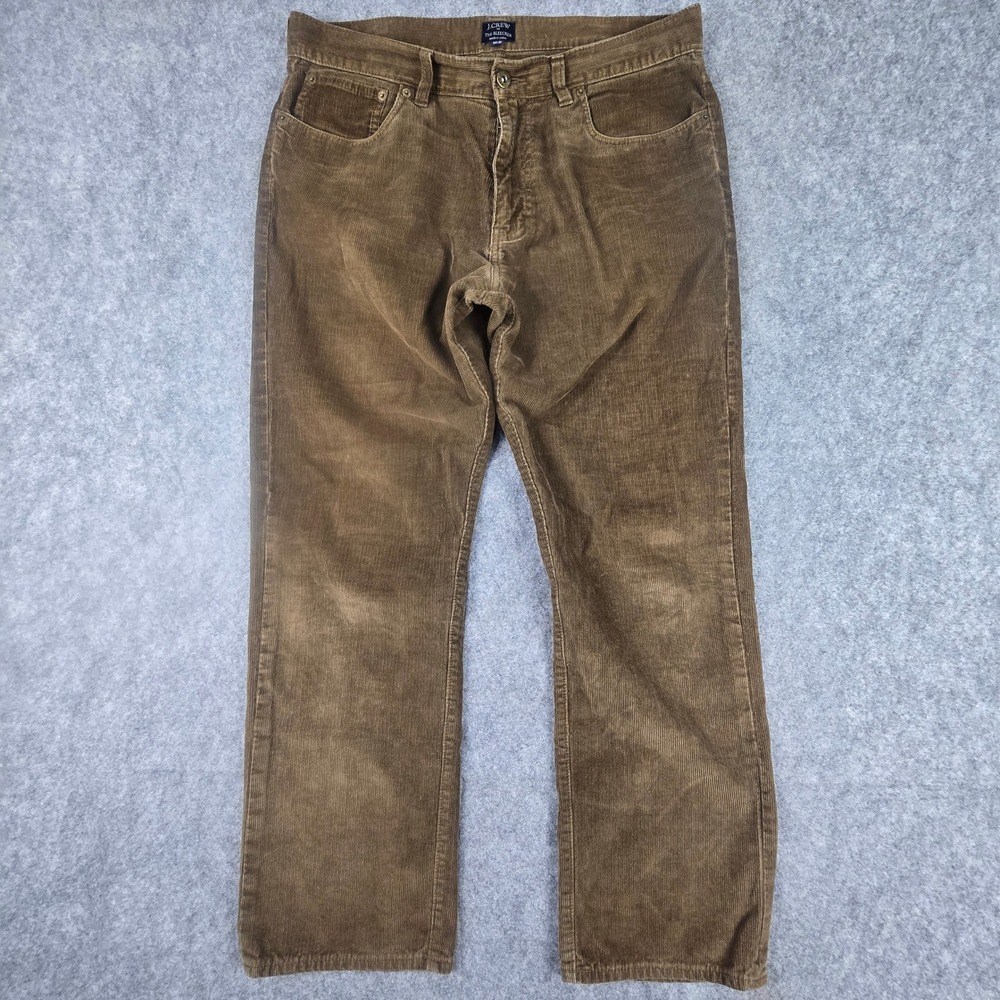 J.Crew The Bleecker Pants Mens 34x30 Brown Straight Fit Cotton Corduroy 5-Pocket